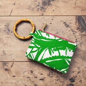 Lilly Pulitzer Target Palm Print Coin Purse Bamboo Ring Wristlet Green White